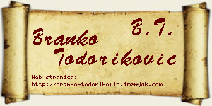 Branko Todoriković vizit kartica